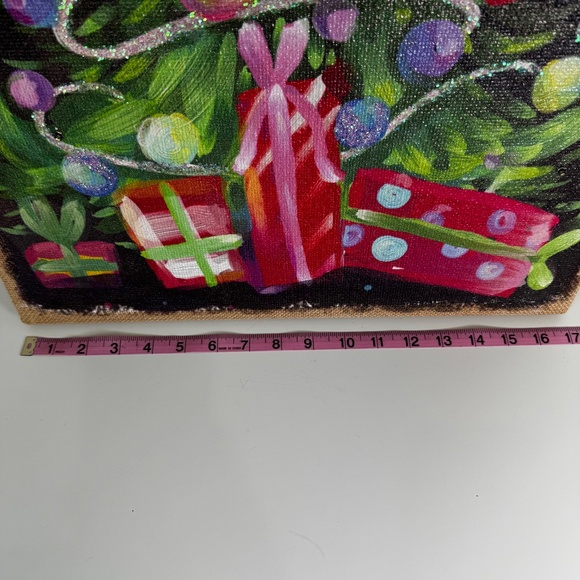 Collectible Rare Pier 1 Imports Christmas Tree Lighted Glitter Canvas Holiday - Picture 9 of 12